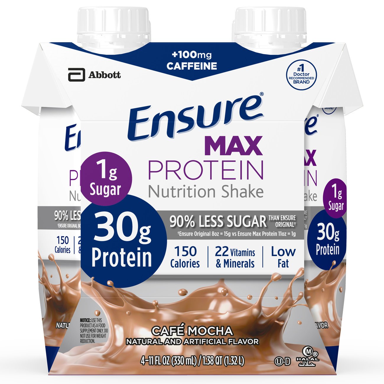 Ensure® Max Café Mocha Protein Nutrition Shake, 11-ounce carton (12 Units)